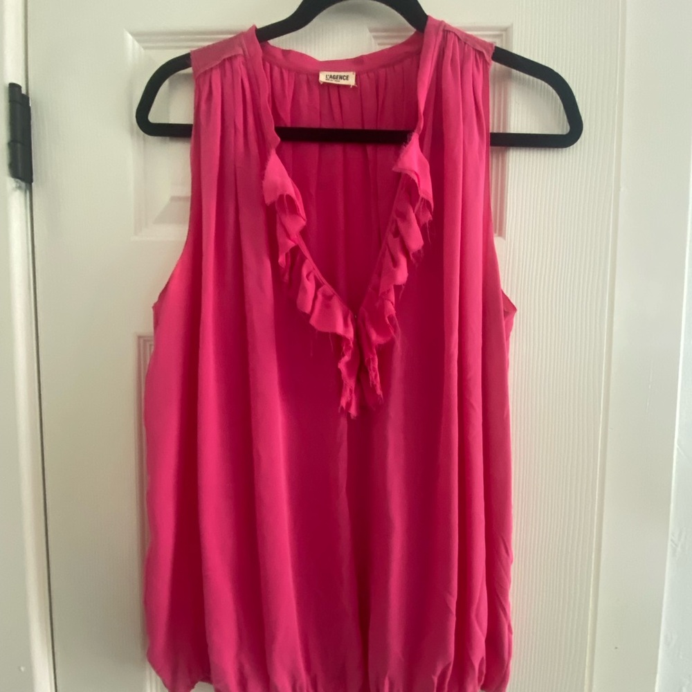L’Agence Pink Sleeveless Blouse